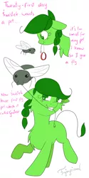 Size: 3000x6000 | Tagged: safe, artist:fajnyziomal, derpibooru import, oc, oc:świstek, unofficial characters only, fly, insect, original species, plant pony, pony, comic:świstek, collar, comic, curly eyelashes, leash, mouth hold, pet, plant, solo