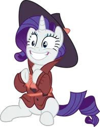 Size: 5369x6852 | Tagged: safe, artist:digimonlover101, derpibooru import, rarity, pony, sparkle's seven, absurd resolution, clothes, cute, detective rarity, female, giddy, mare, raribetes, simple background, sitting, solo, transparent background, vector