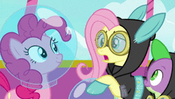 Size: 1280x720 | Tagged: safe, derpibooru import, edit, edited screencap, screencap, sound edit, applejack, fluttershy, gummy, pinkie pie, spike, twilight sparkle, twilight sparkle (alicorn), alicorn, dragon, earth pony, pegasus, pony, unicorn, sparkle's seven, animated, apple chord, bunny ears, clothes, costume, dangerous mission outfit, dead or alive (band), driven to tears, drool, goggles, guard, guitar, helmet, hoodie, hot air balloon, metal gear, music, musical instrument, nani, plankton, royal guard, sound, space helmet, spit, spongebob squarepants, spongebob time card, twinkling balloon, webm, welcome to the chum bucket, winged spike, you spin me right round