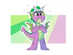 Size: 1280x960 | Tagged: safe, artist:agent-sketch-pad, derpibooru import, spike, dragon, sparkle's seven, blushing, crown, cute, hard-won helm of the sibling supreme, heart, jewelry, male, regalia, solo, spikabetes, winged spike