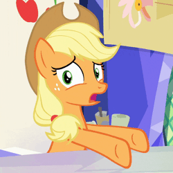 Size: 538x538 | Tagged: safe, derpibooru import, screencap, applejack, earth pony, pony, sparkle's seven, animated, cheek squish, cowboy hat, cropped, cute, female, friendship throne, hat, jackabetes, looking at you, mare, solo, squishy cheeks, twilight's castle, worried