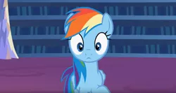 Size: 1254x665 | Tagged: safe, artist:agrol, derpibooru import, screencap, rainbow dash, rarity, pegasus, pony, body swap, eye swap, female, let's switch bodies, mare, solo