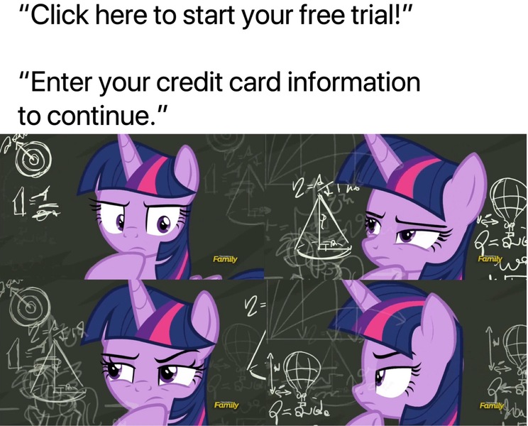 Size: 3072x2478 | Tagged: safe, derpibooru import, edit, edited screencap, screencap, twilight sparkle, twilight sparkle (alicorn), alicorn, pony, sparkle's seven, chalkboard, math lady meme, meme, solo