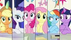 Size: 1920x1080 | Tagged: alicorn, applejack, derpibooru import, edit, edited screencap, element of generosity, element of honesty, element of kindness, element of laughter, element of loyalty, element of magic, elements of harmony, fluttershy, friendship throne, mane six, pinkie pie, rainbow dash, rarity, safe, screencap, sparkle's seven, twilight sparkle, twilight sparkle (alicorn), wallpaper, wallpaper edit