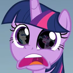 Size: 1080x1080 | Tagged: safe, derpibooru import, edit, edited screencap, screencap, shining armor, twilight sparkle, twilight sparkle (alicorn), alicorn, pony, sparkle's seven, crown, crying, defeat, eye reflection, faic, forever, hard-won helm of the sibling supreme, inverted mouth, jewelry, ocular gushers, paper crown, pointy ponies, reflection, regalia, shock, smug, subverted meme