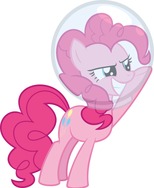 Size: 7543x9177 | Tagged: safe, artist:uigsyvigvusy, derpibooru import, pinkie pie, pony, sparkle's seven, absurd resolution, astronaut pinkie, confident, dunning-krugar effect, fishbowl, simple background, solo, transparent background, vector