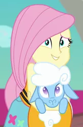 Size: 542x832 | Tagged: safe, derpibooru import, screencap, fluttershy, sheep, equestria girls, equestria girls series, spring breakdown, spoiler:eqg series (season 2), cropped, cute, tiny ewes