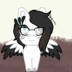 Size: 768x768 | Tagged: safe, artist:crippling depression, derpibooru import, oc, oc:crippling depression, unofficial characters only, pegasus, pony, cd is trying to murder us, crippling depression's babies, cute, daaaaaaaaaaaw, happy, looking at you, ocbetes, signature, smiling, solo, spread wings, wings