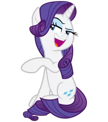 Size: 3000x3400 | Tagged: safe, artist:cheezedoodle96, derpibooru import, rarity, pony, unicorn, sparkle's seven, .svg available, dreamworks face, evil grin, female, gesture, grin, lidded eyes, mare, open mouth, pointing, raised eyebrow, simple background, sitting, smiling, solo, svg, transparent background, vector