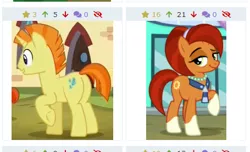 Size: 455x277 | Tagged: safe, derpibooru import, screencap, stellar flare, sunspot (character), pony, derpibooru, the cutie re-mark, the parent map, butt, cropped, juxtaposition, meta, plot