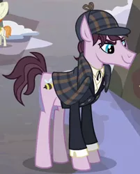 Size: 464x576 | Tagged: safe, derpibooru import, screencap, earth pony, pony, a hearth's warming tail, cropped, deerstalker, hat, male, natural deduction, sherlock holmes, solo focus, stallion