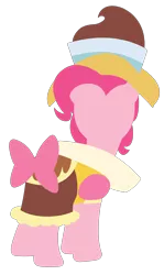 Size: 1898x3179 | Tagged: safe, artist:chachaxevaxjeffrey, derpibooru import, chancellor puddinghead, pinkie pie, earth pony, pony, hearth's warming eve (episode), bow, clothes, female, hooves, lineless, mare, minimalist, modern art, simple background, solo, transparent background, vector