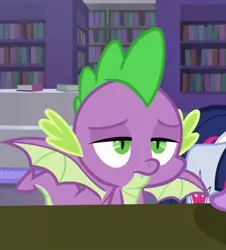 Size: 363x402 | Tagged: alicorn, cropped, derpibooru import, dragon, male, safe, screencap, solo, spike, the point of no return, twilight sparkle, twilight sparkle (alicorn), winged spike, wings