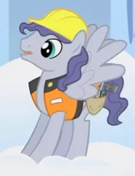 Size: 227x296 | Tagged: safe, derpibooru import, screencap, steam roller (character), pegasus, pony, sonic rainboom (episode), background pony, clothes, cropped, hard hat, male, safety vest, solo, stallion, tools, vest