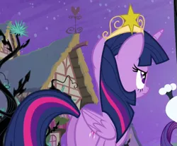 Size: 571x473 | Tagged: safe, derpibooru import, screencap, twilight sparkle, twilight sparkle (alicorn), alicorn, pony, princess twilight sparkle (episode), big crown thingy, butt, cropped, element of magic, jewelry, plot, regalia, solo