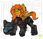 Size: 2834x2576 | Tagged: safe, artist:ruef, derpibooru import, oc, oc:camber, pegasus, pony, :p, armor, female, halo (series), odst, tongue out