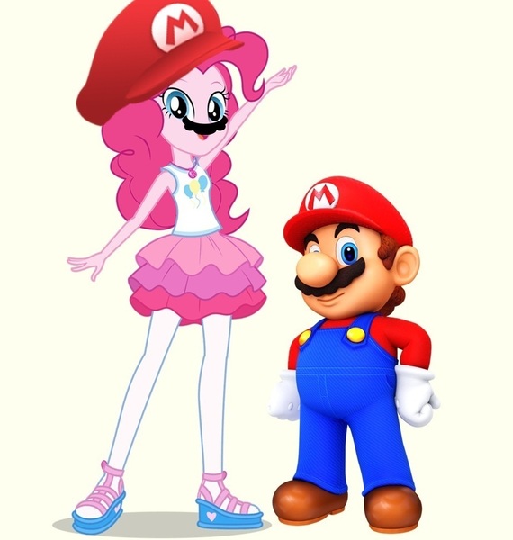 Size: 924x972 | Tagged: safe, derpibooru import, pinkie pie, equestria girls, equestria girls series, cap, crossover, crossover shipping, female, geode of sugar bombs, hat, magical geodes, male, mario, mario hat, mario's hat, mariopie, shipping, straight, super mario bros.