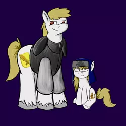 Size: 3200x3200 | Tagged: safe, artist:greenfinger, derpibooru import, oc, oc:amazing grace, oc:glory be, unofficial characters only, earth pony, pony, fanfic:the iron horse: everything's better with robots, clothes, cultist, earth pony oc, eyes closed, fanfic art, female, grin, male, nun, purple background, simple background, smiling, unshorn fetlocks