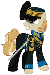 Size: 1280x1942 | Tagged: safe, artist:brony-works, derpibooru import, earth pony, pony, clothes, jämtland, male, saber, simple background, solo, stallion, sweden, transparent background, uniform, weapon