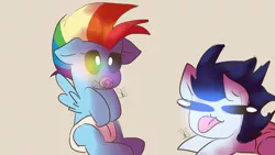 Size: 1280x720 | Tagged: safe, artist:soarindashbestship, derpibooru import, rainbow dash, soarin', pony, 30 day soarindash challenge, diaper, female, foal, male, pacifier, shipping, silly, silly pony, soarindash, straight