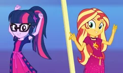 Size: 1182x709 | Tagged: safe, derpibooru import, screencap, sci-twi, sunset shimmer, twilight sparkle, equestria girls, equestria girls series, i'm on a yacht, spoiler:eqg series (season 2), duo, female, geode of empathy, geode of telekinesis, magical geodes