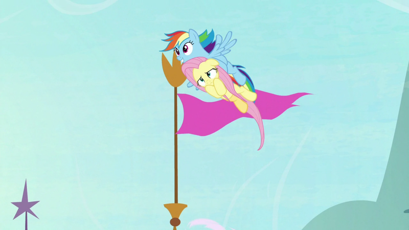 Size: 1920x1080 | Tagged: safe, derpibooru import, screencap, fluttershy, rainbow dash, pony, sparkle's seven