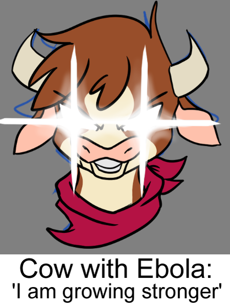 Size: 450x601 | Tagged: arizona cow, artist:dragon122, artist:invertigo, bust, community related, cow, derpibooru import, ebola, exploitable meme, glowing eyes, glowing eyes meme, i am growing stronger, meme, safe, them's fightin' herds