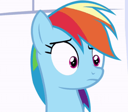 Size: 526x463 | Tagged: safe, derpibooru import, screencap, rainbow dash, pegasus, pony, sparkle's seven, animated, cropped, crossed hooves, cute, dashabetes, duckface, eyes closed, female, gif, mare, no, pouting, solo
