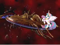 Size: 548x416 | Tagged: babylon 5, derpibooru import, meme, oh god damn it no, pony & spaceship, princess celestia, safe, tyrant celestia, vorlon planet killer