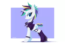 Size: 2000x1414 | Tagged: safe, artist:satv12, derpibooru import, rarity, pony, unicorn, it isn't the mane thing about you, alternate hairstyle, boots, clothes, female, mare, punk, raripunk, shoes, solo