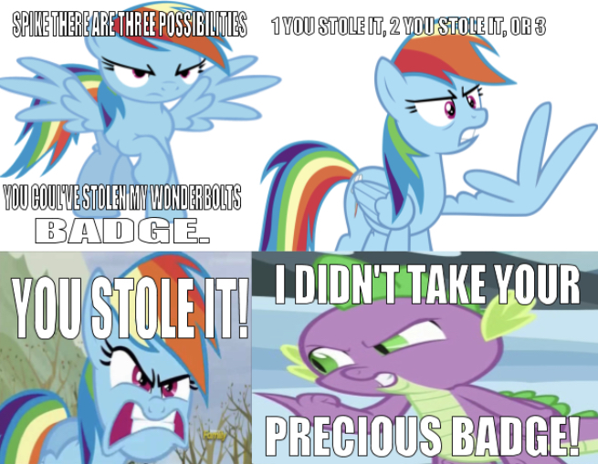 Size: 655x509 | Tagged: safe, derpibooru import, edit, edited screencap, editor:undeadponysoldier, screencap, rainbow dash, spike, dragon, pegasus, pony, angry, argument, can you spare a dime?, caption, female, fight, image macro, male, mare, meme, pointing, reference, simple background, spongebob squarepants, text, white background, wingers, wrong aspect ratio, yelling