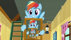 Size: 1280x720 | Tagged: safe, derpibooru import, edit, edited screencap, screencap, rainbow dash, pony, the washouts (episode), cute, dashabetes, droste effect, inception, it never ends, rainbow dash's poster, recursion, we need to go deeper