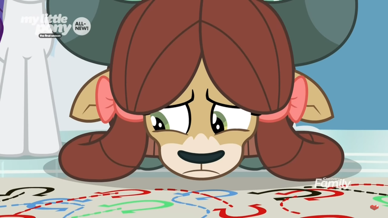 Size: 1366x768 | Tagged: chart, derpibooru import, discovery family logo, dotted line, hoofprints, map, paper, sad, safe, screencap, she's all yak, solo, yona