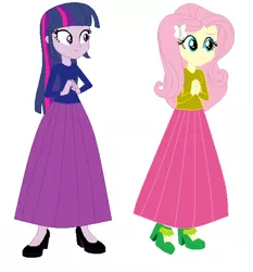 Size: 532x570 | Tagged: safe, artist:starman1999, derpibooru import, fluttershy, twilight sparkle, twilight sparkle (alicorn), alicorn, equestria girls, clothes, long skirt, skirt