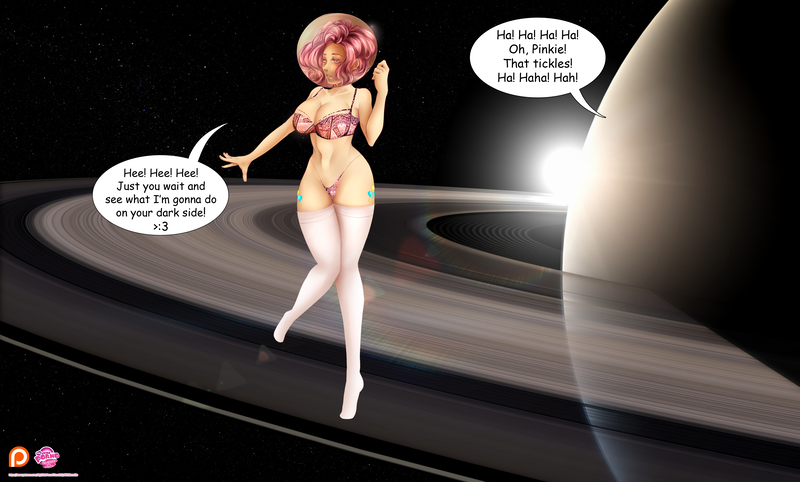 Size: 4857x2925 | Tagged: artist:wild stallions, astronaut pinkie, big breasts, bra, breasts, busty pinkie pie, clothes, derpibooru import, female, fishbowl, huge breasts, human, humanized, my little porno: friendship with benefits, panties, patreon, pinkie being pinkie, pinkie physics, pinkie pie, pink underwear, planetary ring, saturn, scene interpretation, series:sleepless nights in ponyville, socks, space, sparkle's seven, stars, stockings, suggestive, sun, tangible heavenly object, thigh highs, underwear