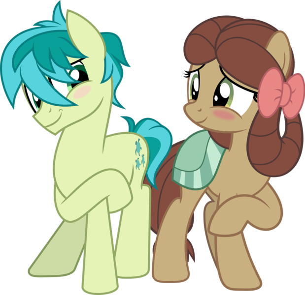 Size: 908x880 | Tagged: safe, artist:jhayarr23, derpibooru import, sandbar, yona, ponified, earth pony, pony, she's all yak, blushing, couple, cute, female, interspecies, male, pony yona, raised hoof, sandabetes, shipping, simple background, species swap, straight, transparent background, yonabar, yonadorable