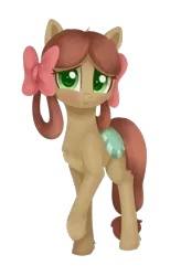 Size: 1200x1830 | Tagged: safe, artist:dusthiel, derpibooru import, yona, ponified, earth pony, pony, she's all yak, blushing, bow, female, hair bow, looking at you, mare, monkey swings, pony yona, raised hoof, simple background, solo, species swap, transparent background