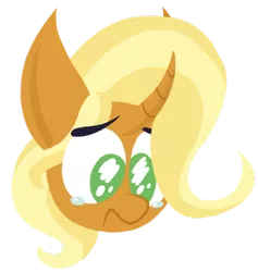 Size: 434x458 | Tagged: safe, artist:dragonpone, derpibooru import, sunflower spectacle, pony, unicorn, bust, curved horn, female, frown, horn, lineless, mare, mother's day, portrait, sad, simple background, solo, teary eyes, transparent background