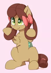 Size: 1394x1977 | Tagged: safe, artist:puetsua, derpibooru import, yona, ponified, pony, she's all yak, bow, chest fluff, cute, female, monkey swings, pony yona, simple background, solo, species swap, yonadorable
