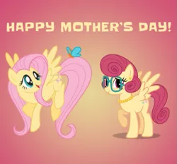 Size: 543x504 | Tagged: safe, derpibooru import, official, fluttershy, posey shy, butterfly, pony, facebook, female, fluttershy month, flying, like mother like daughter, mother and child, mother and daughter, mother's day