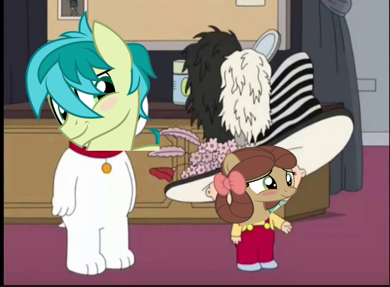 Size: 782x575 | Tagged: brian griffin, derpibooru import, edit, edited screencap, family guy, safe, sandbar, screencap, she's all yak, stewie griffin, the brony show, yona