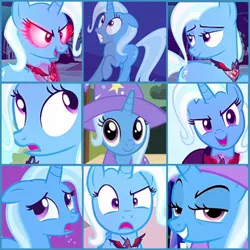 Size: 1080x1080 | Tagged: safe, derpibooru import, trixie, pony, boast busters, magic duel, alicorn amulet, collage, was there ever any doubt?