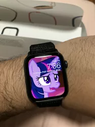 Size: 3024x4032 | Tagged: safe, derpibooru import, screencap, twilight sparkle, twilight sparkle (alicorn), alicorn, pony, horse play, apple watch, cropped, faic, irl, photo, watch, wavy mouth