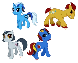 Size: 1046x846 | Tagged: safe, artist:c-puff, derpibooru import, ponified, alien, asari, krogan, pony, edi, freckles, liara t'soni, mass effect, samara, urdnot wrex