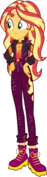 Size: 1685x6252 | Tagged: safe, artist:digimonlover101, derpibooru import, sunset shimmer, equestria girls, equestria girls series, festival filters, spoiler:eqg series (season 2), clothes, female, geode of empathy, jacket, magical geodes, music festival outfit, pants, simple background, solo, transparent background, vector