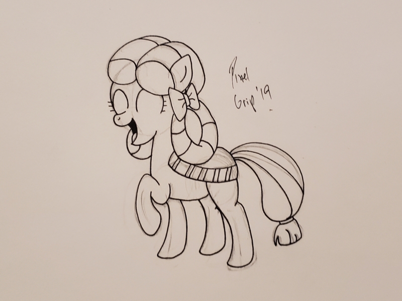 Size: 2210x1657 | Tagged: safe, artist:pixelgrip94, deleted from derpibooru, derpibooru import, yona, ponified, pony, she's all yak, monochrome, pony yona, species swap