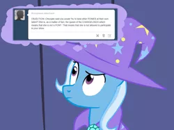 Size: 1280x957 | Tagged: safe, artist:evil-dec0y, derpibooru import, trixie, pony, unicorn, comic:trixie vs., cape, clothes, female, hat, mare, solo, trixie's cape, trixie's hat