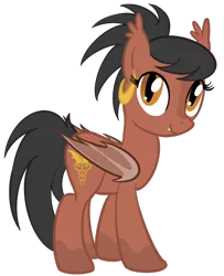 Size: 750x925 | Tagged: safe, artist:sixes&sevens, derpibooru import, oc, ponified, bat pony, pony, bat pony oc, bat wings, blaze (coat marking), cute, cute little fangs, doctor who, ear piercing, earring, fangs, female, jewelry, mare, martha jones, piercing, simple background, socks (coat marking), solo, transparent background, wings