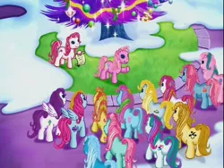 Size: 640x480 | Tagged: a very minty christmas, bow tie (g3), bumblesweet, cloud climber, derpibooru import, desert rose, g3, gem blossom, glitter glide, minty, moondancer (g3), piccolo, pinkie pie (g3), rainbow dash (g3), safe, screencap, starbeam, sunny daze (g3), thistle whistle
