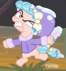 Size: 501x540 | Tagged: safe, derpibooru import, screencap, cozy glow, pegasus, pony, frenemies (episode), angry, clothes, cozy glow is best facemaker, cropped, female, filly, foal, hat, solo, winter outfit